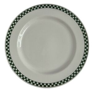 Homer Laughlin China Dark Green Checkers 10 5/8" Dinner Plate Checkered Edge